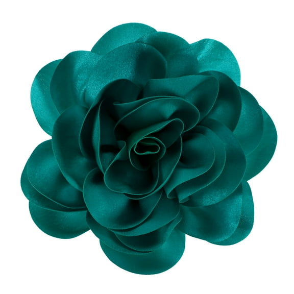 Extra Large Rose Flower Brooches, 7.87 Inch Lapel Pins Dainty Satin Fabric Big Camellia Flower Hair Clip For Women Wedding/Dance/Clothes/Accessories/Party [20cm, Malachite Green]