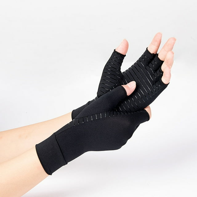 YAOBAMM Gants de Compression Demi-Doigt Protection Poignet Élastique Fibre de Cuivre Accessoires de Cyclisme pour l'Arthrite Gants de Pêche