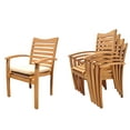 thumbnail image 2 of Grade-A Teak Dining Set: 6 Seater 7 Pc: Warwick Console Folding Rectangle Table And 6 Aspen Stacking Arm Chairs Outdoor WholesaleTeak #51AP1507, 2 of 4