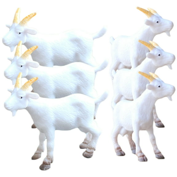 Ulthilift 6Pcs Simulated Goat Figurines Small Goat Statues Fake Goat Modeling Crafts Desktop Mini Goat Decors