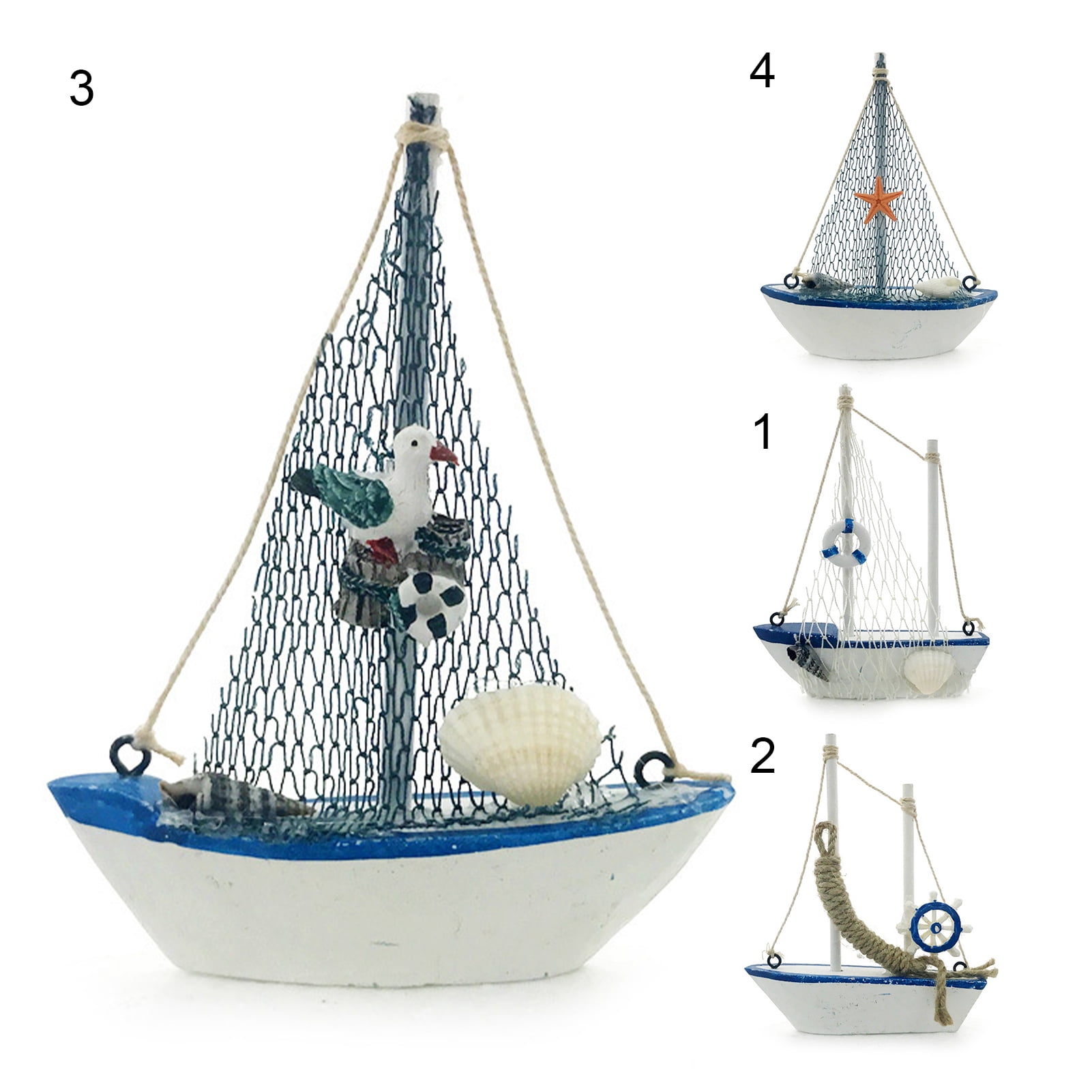 LUCKK Classical Wooden Sailboat Fishing Boat Vinta Home Decor Gifts  Souvenirs Miniature Boat Sailing Ship Model
