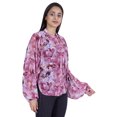 thumbnail image 3 of Moomaya Chemise Boutonnée Imprimée pour Femmes Col Mandarin Manches Longues Haut d'Été, 3 of 7