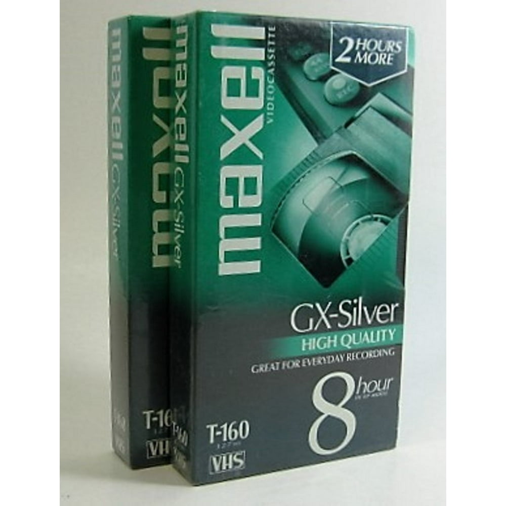 Maxell T160 Gxsilver Highquality VHS Video Cassette Tape, Two Pack