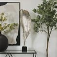thumbnail image 2 of 11" x 36" Silver Aluminum Textured Leaf Abstract Sculpture with Black Marble Base, by DecMode, 2 of 11