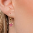 thumbnail image 3 of Gem Stone King 14K Yellow Gold Pink Zirconia Earrings for Women | 1.48 Cttw | Gemstone Birthstone | Heart Shape 6MM, 3 of 6