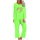 thumbnail image 2 of Puntoco Mujer Otoño Moda Cáncer De Mama Impreso Cuello Redondo Manga Larga + Pantalones Traje Verde L, 2 of 4