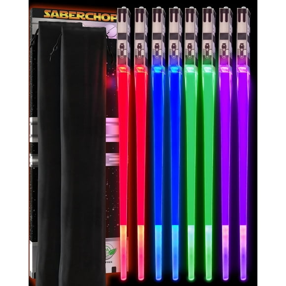UTAH-Lightsaber Chopsticks Light Up, Star Wars Chopsticks, Light Up Mini Lightsaber Fun Chop Cool Chopsticks, Light ticks, Led Chopsticks, 4 PAIRS, Red Blue Green Purple, Frost Tips, Carry Case