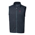 thumbnail image 2 of Men's Cutter & Buck Heather Navy Memphis Redbirds Mainsail Sweater-Knit Full-Zip Vest, 2 of 3