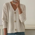 thumbnail image 4 of AherBiu Cardigan Sweaters for Women Button down V Neck Ribble Knitted Outwear Jackets, 4 of 5