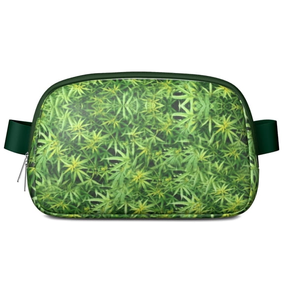 Psychedelic Weed Aesthetic Fanny Pack – Colorful Marijuana Leaf Waist Bag for Women with Zipper Pockets & Adjustable Strap – Lightweight Crossbody Travel Sling Bag