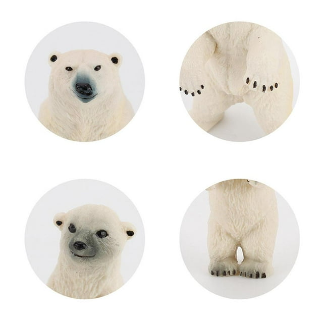 2PCS Animals Figures Model Static Polar Bear Ornaments Kids Animal Model Polar Educational Toys Home Decoration