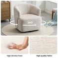 thumbnail image 5 of BRILHAMEZ 30" Modern Swivel Accent Chair, Chenille Upholstered Round Barrel Chair, Comfy Club Lounge Armchair for Living Room & Bedroom, Green, Beige, 5 of 8