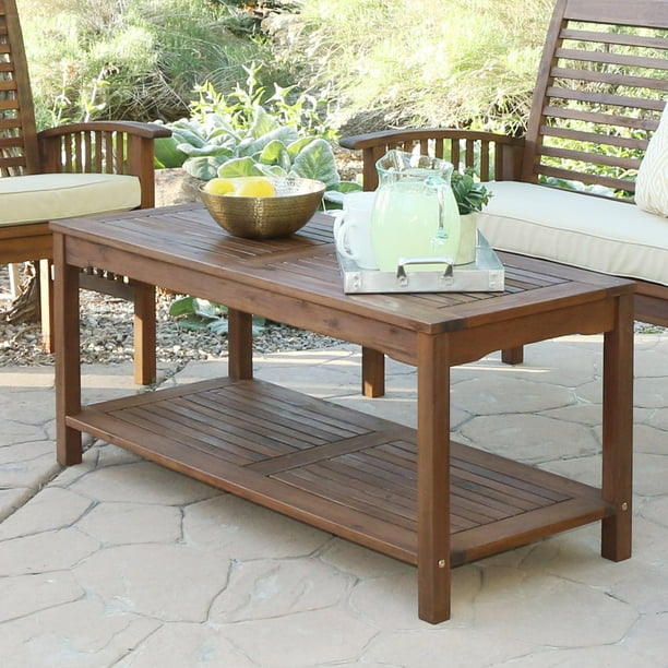 Walker Edison Acacia Wood Patio Coffee Table Walmart Com