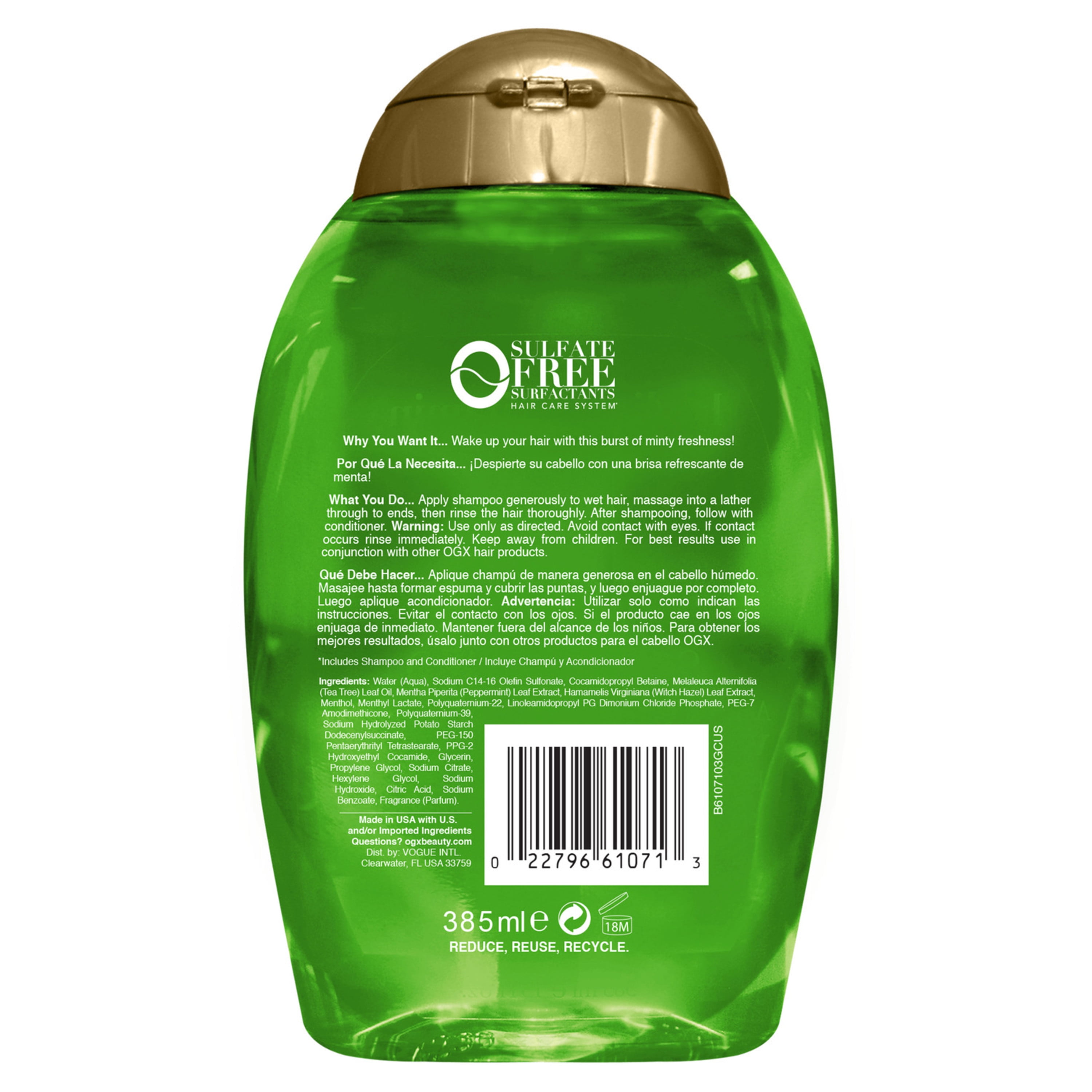 OGX Strength Refreshing Scalp Teatree Mint Nourishing Daily Shampoo, 13 fl oz - Walmart.com