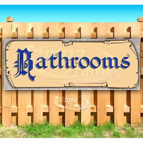Bathrooms 13 oz Vinyl Banner With Metal Grommets
