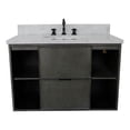 thumbnail image 5 of Bellaterra Home 37" Single wall mount vanity in Linen Gray finish top with White Carrara and oval sink, 5 of 11