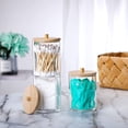 thumbnail image 2 of WSBArt 3Pcs Acrylic Qtip Holder with Bamboo Lid, Small Clear Containers for Cotton Swab/Ball/Pads, Apothecary Jars Set for Bathroom/Makeup Storage Organizer, 2 of 10