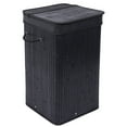 thumbnail image 3 of BirdRock Home Bamboo Square Laundry Hamper with Lid and Cloth Liner - Black, 3 of 5