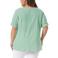thumbnail image 4 of DARING DIVA Women's Plus Women's Top Casual Square Neck Ruffle Sleeve Blouse 2X Green, 4 of 6