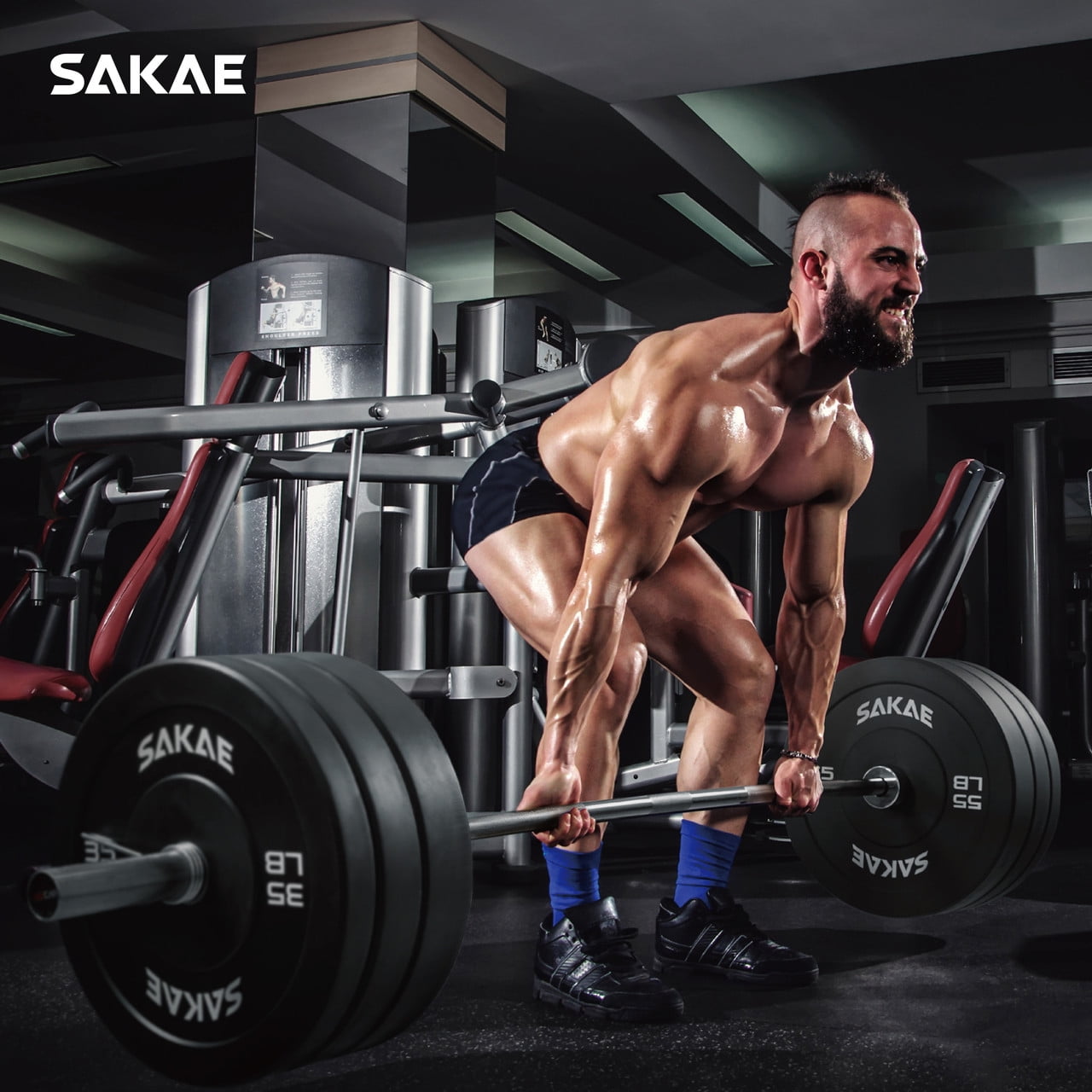 SAKAE Olympic Rubber Bumper Plates, 2-Inch Weight Plates Set with Steel Hub, Ideal for Weightlifting, CrossFit Equipment, Strength Training & Home Gym Workout, 160LB Set (10, 25 & 45LB Pairs)