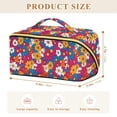 thumbnail image 4 of FORMRS Makeup Bag Travel Cosmetic Organizer for Women Fold Flat Zipper Pouch with Handle, Red Whimsical Floral, 4 of 8