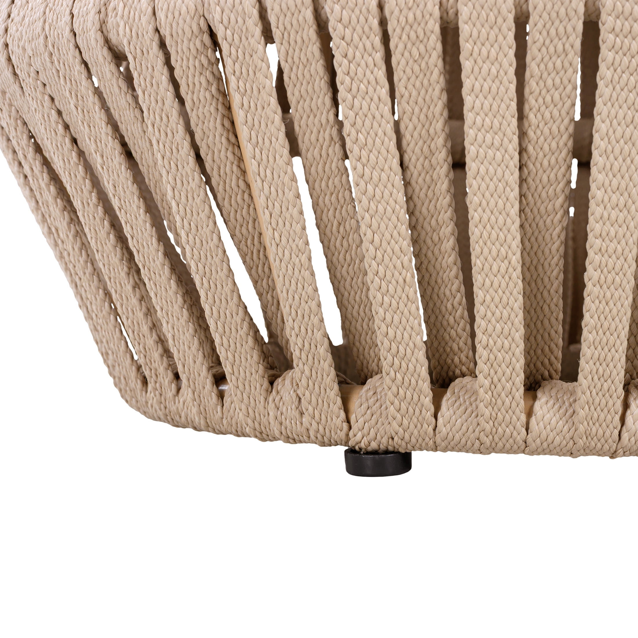 Christopher Knight Home Round Outdoor Acacia Wood Accent Side Table with Beige Rope, Light Teak Finish