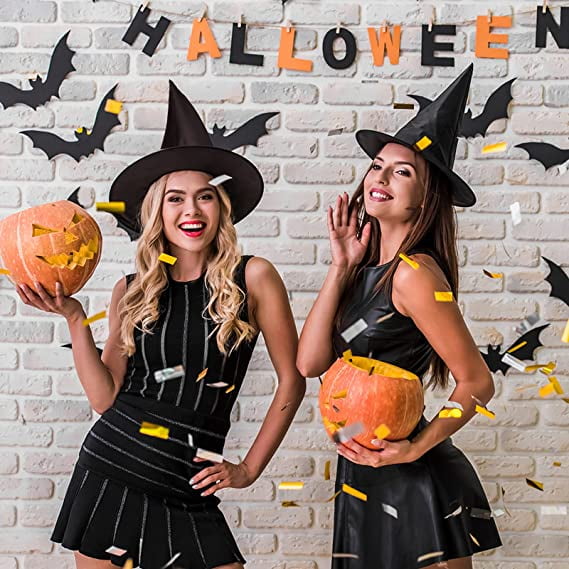 Pack De 5 Sombreros De Bruja Negros – Accesorios Para Halloween, Fiestas Y Cosplay (Talla Única)