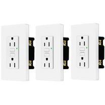 Nineleaf GFCI Outlet 15 Amp, Non Tamper-Resistant with LED Indicator Light, Protection from Electric Shock and Electrocution, White,3pk