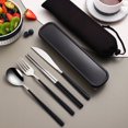 thumbnail image 2 of PENGXIANG 4 Pcs Cutlery Set Stainless Steel Dinnerware Set with Mesh Bag Portable Tableware Set Cutter Fork Spoon Chopsticks Kitchen Utensils for Home Travel Restaurant, 2 of 8