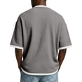 thumbnail image 4 of Lumtrix Men'S Waffle T-Shirt Short Sleeve Half Zip Henley Solid Color Pullover Traditional Vintage Casual Pocket Tops Gray XL, 4 of 8