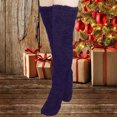thumbnail image 6 of WREESH Women Fashion Thigh High Socks Over Knee Stockings High Fuzzy Socks Over Knee Winter Leg Warmers Plush Slipper Socks For Christmas Home Sleeping Purple, 6 of 6