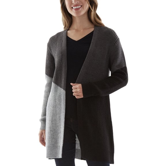 BCX Juniors' Colorblocked Cardigan Charcoal Size S