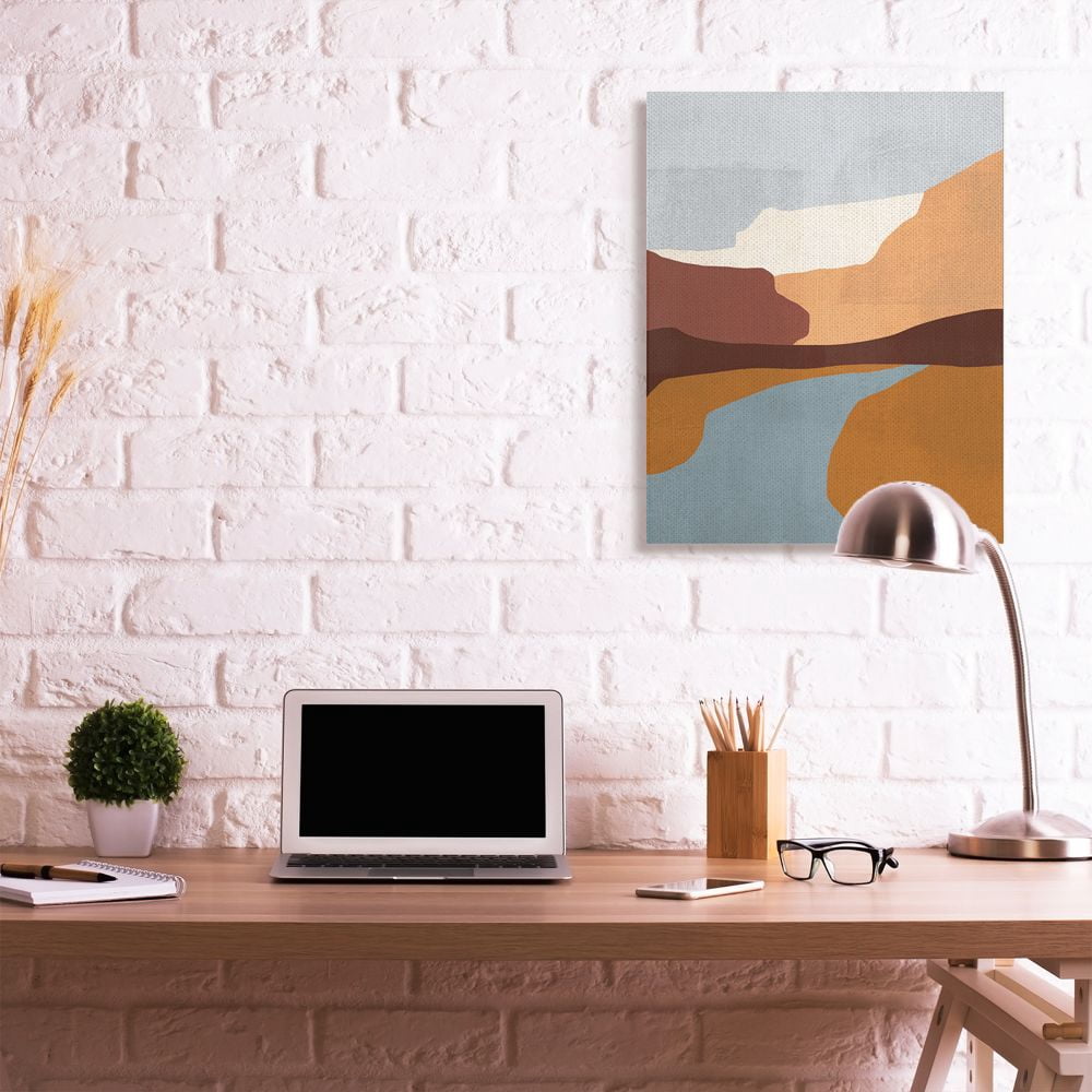 Stupell Industries Abstract Color Block Landscape Blue Brown Design Canvas Wall Art Design by Victoria Borges
