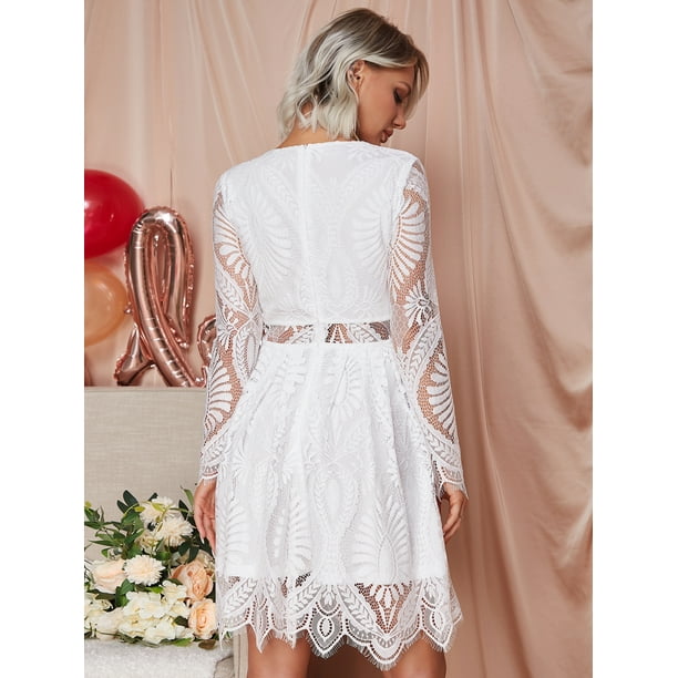 Eilly Bazar Lace Dresses Long Sleeve For Women Knee-Length Sizes From XS To  XL - Walmart Business Supplies