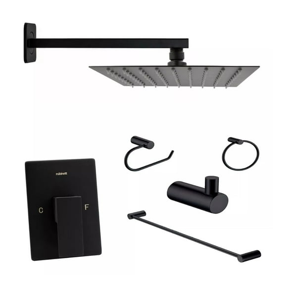 Juego De Baño Regadera De 25 Cm + Monomando + Juego 6 Piezas