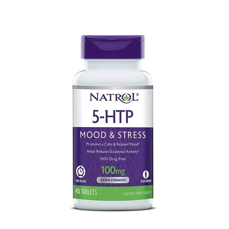 5-HTP Time Release Tablets, Promotes a Calm Relaxed Mood, Helps Maintain a Positive Outlook, Enables Production of Serotonin, Drug-Free, Controlled Release, Maximum Strength, 100mg, 45 Count (Best Foods For Serotonin)