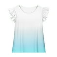 thumbnail image 3 of Piuwrlz Short T-Shirts Sleeve Kids Girls Round Neck Shirt Printed Shirt Top Light Blue Size 14 Years, 3 of 8