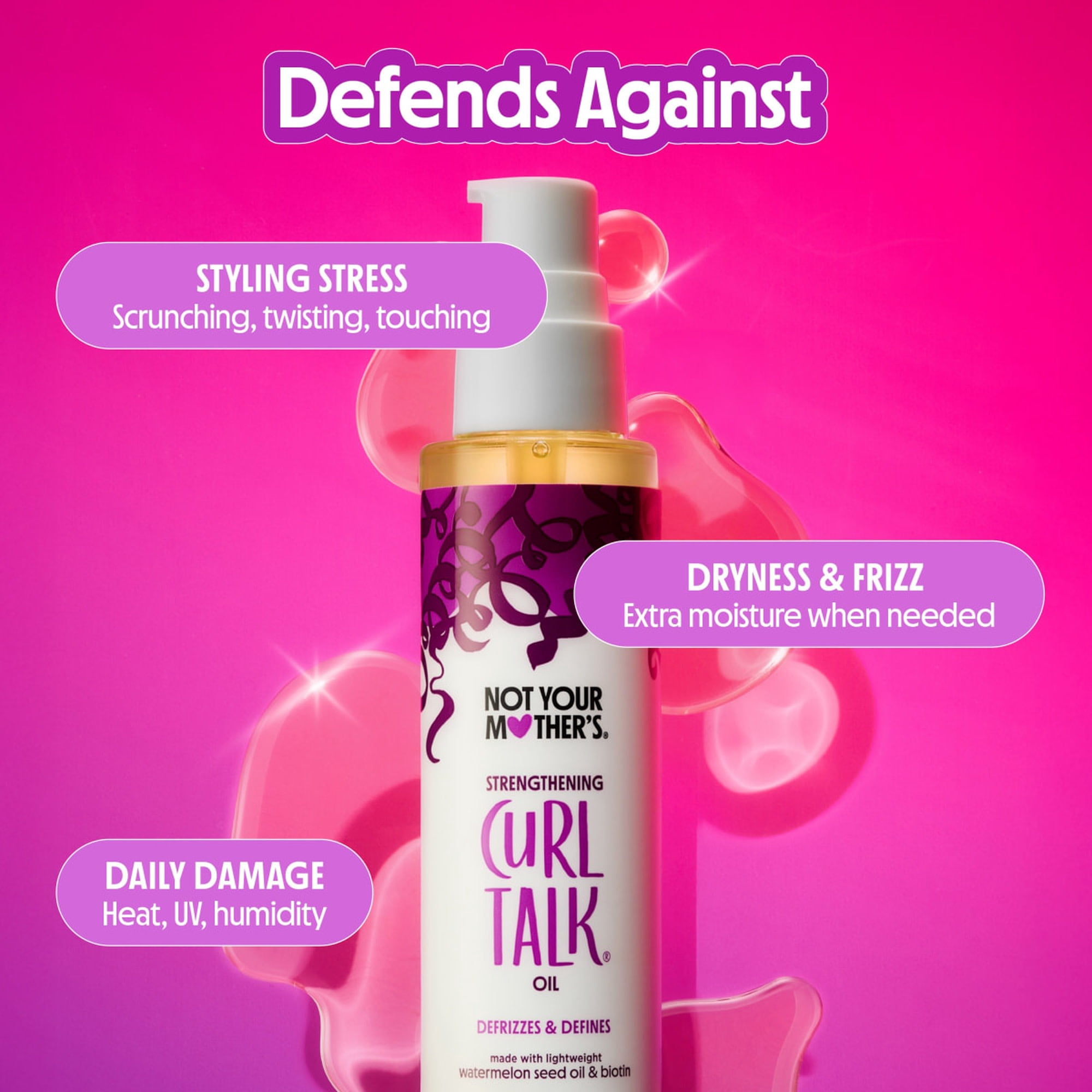 (8 pack) Not Your Mother's Curl Talk Strengthening Oil with UV Defense, 3.3 fl oz