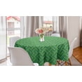 thumbnail image 1 of Abstract Round Tablecloth, Rhythmic Geometrical Motifs of Circles and Squares Illustration Print, Circle Table Cloth Cover for Dining Room Kitchen Decor, 60", Fern Green and Mustard, by Ambesonne, 1 of 2