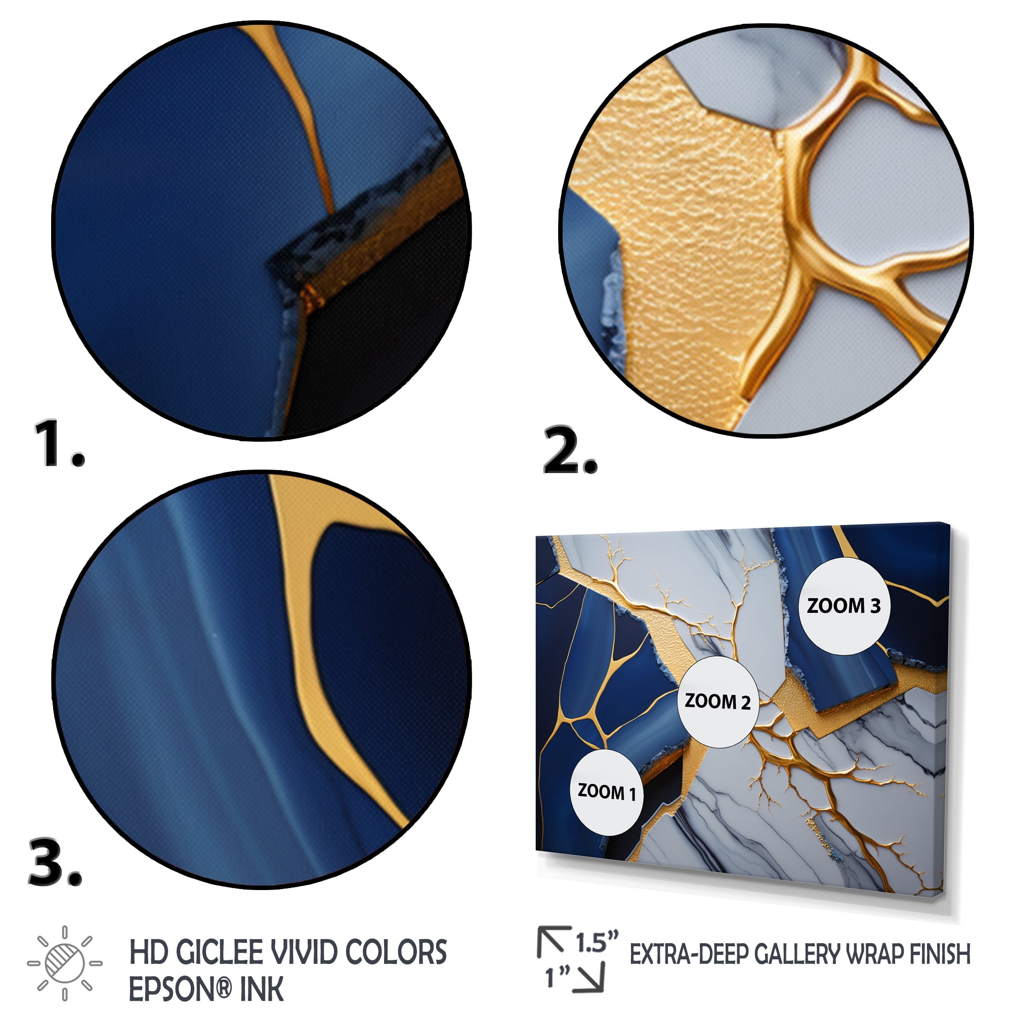 Designart Abstract Geode Blue I Canvas Wall Art