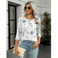 thumbnail image 6 of Zeagoo Women's 3/4 Sleeve Tunic Top Dressy Crew Neck Floral Print Tshirts Casual Basic Blouse Cute Work Tops, 6 of 7