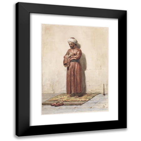 Willem de Famars Testas 11x14 Black Modern Framed Museum Art Print Titled - Standing Egyptian with Prayer Wreath (1862)