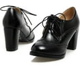 thumbnail image 2 of Women'sChunkyBlockHeelsOxfordsVintageWingtipBroguesRoundToeLace-upPumpsHighHeeledBootiesDressShoes, 2 of 5