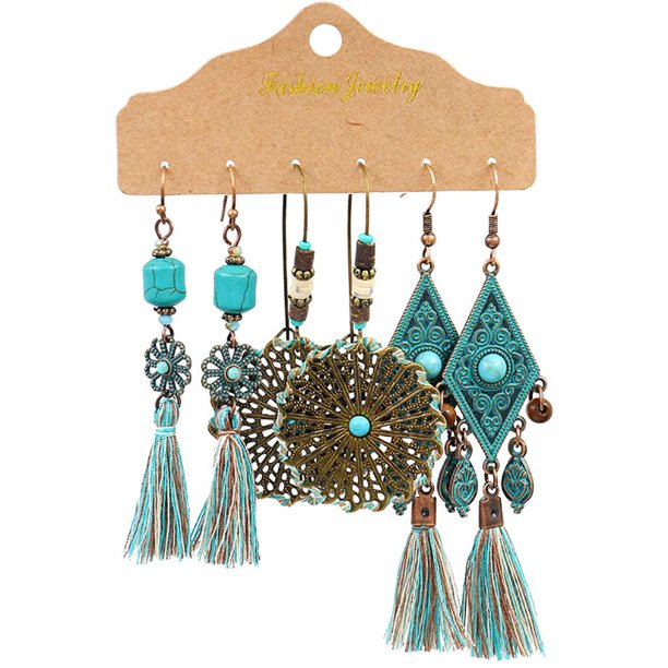 Pendientes Bohemios Con Borlas De Cuentas Retro Para Mujer, Pendientes Étnicos, Joyería, Pendientes Colgantes Bohemios Vintage Para Fiestas, Vacaciones Y Uso Diario matsuzay AP006280-04