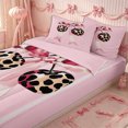 thumbnail image 3 of Erosebridal Y2K Leopard Cherry Zipper Full Size Comforter Sets with Fitted Sheet and 2 Pillowcases,Glam Satin Ribbon Zipper Bedding Set,Pink Brown Black,4pcs,Pink Reversible, 3 of 6