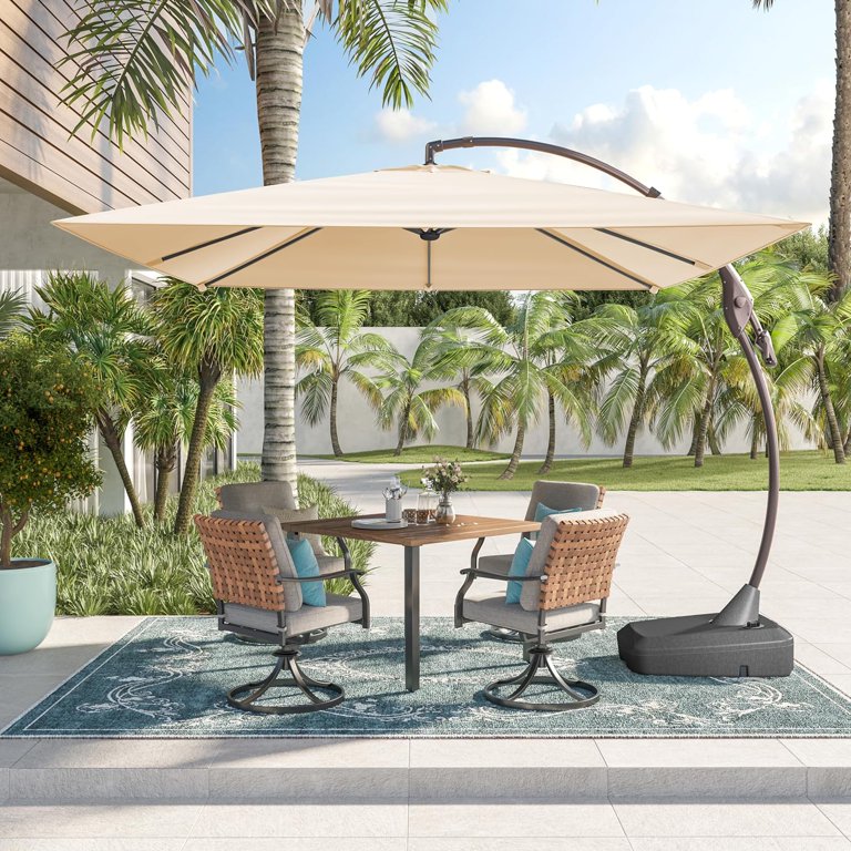 grand patio hanging umbrella 11FT Cantilever with Base Outdoor Large Round Alu Effortlessly adjust and secure the umbrellas angle with our user Decksplore 11 ft. Outdoor Patio