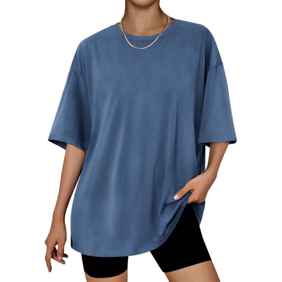 Aboser Womens Gym Workout Shirts Moisture Wicking Summer Tops Casual Short Sleeve T Shirt Women Preppy Clothes Oversized Crewneck Basic Tees