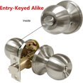 thumbnail image 2 of Qucyy Keyed Entry Locks Handles Sets,Round Ball Knobs,Locksets Satin Nickel Finished,Stainless Steel (2Pack), 2 of 5