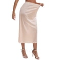 thumbnail image 5 of INSPIRE CHIC Mother's Day Women's Slips Satin Lace Trim Flared Hem Half Slip Lightweight Solid Maxi Petticoat S Beige, 5 of 6