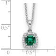 thumbnail image 3 of Solid 14K White Gold Lab Grown Diamond and Created Emerald Pendant Necklace - 18" Chain, 3 of 6